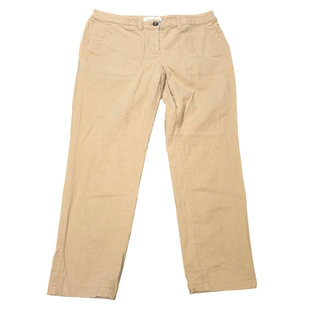 Talbots Petite Khaki Straight Leg Pants Women's Size 8p Tan Cotton Blend